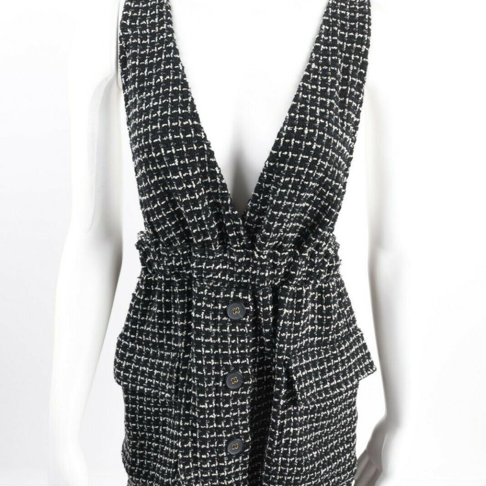 Zara Womens Tweed Pinafore Dress XS Black White
